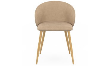 Chaises Léona velours taupe pieds effet bois - lot de 4