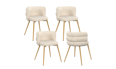 Chaises Brianna velours beige pieds effet bois - lot de 4