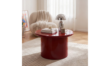 Table basse ronde Bliss laquée bordeaux Ø70cm