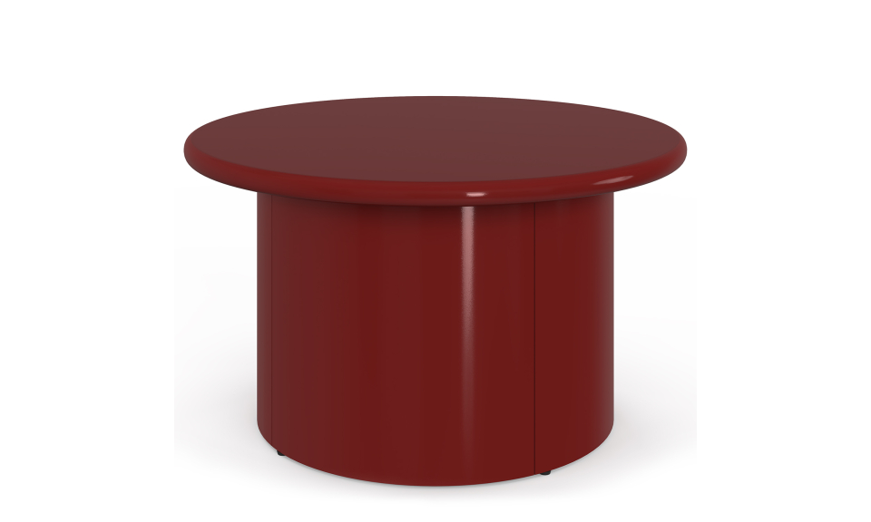 Table basse ronde Bliss laquée bordeaux Ø70cm