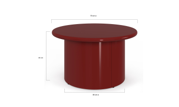 Table basse ronde Bliss laquée bordeaux Ø70cm