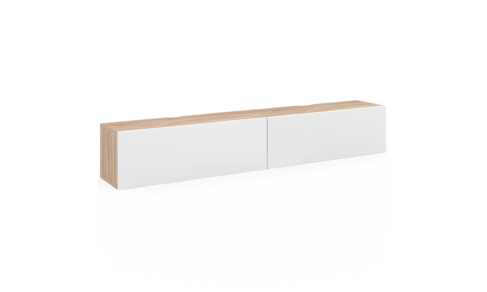 Meuble TV suspendu Michigan bois et blanc L180cm