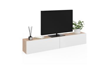 Meuble TV suspendu Michigan bois et blanc L180cm