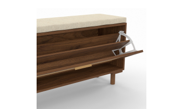 Banc d'entrée Norma range chaussures effet noyer cannage