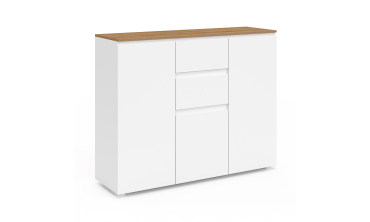 Buffet Toby 3 portes blanc et bois 100cm