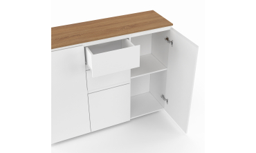 Buffet Toby 3 portes blanc et bois 100cm