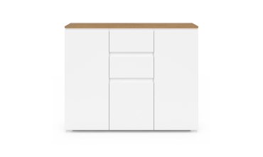 Buffet Toby 3 portes blanc et bois 100cm