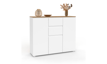 Buffet Toby 3 portes blanc et bois 100cm