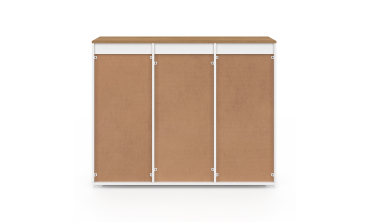 Buffet Toby 3 portes blanc et bois 100cm