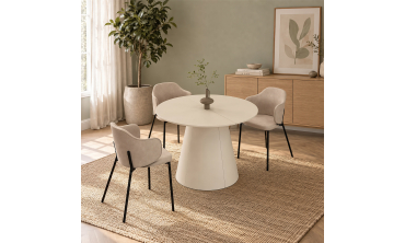 Table à manger ronde extensible Elvis beige Ø110-150cm