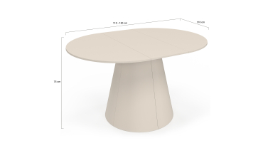 Table à manger ronde extensible Elvis beige Ø110-150cm