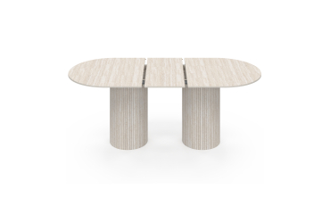 Table à manger extensible Albane 2 pieds pylône effet travertin 160-200cm