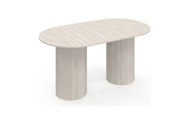 Table à manger extensible Albane 2 pieds pylône effet travertin 160-200cm
