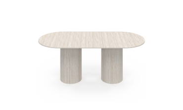Table à manger extensible Albane 2 pieds pylône effet travertin 160-200cm