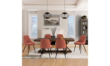 Chaises Olivia velours terracotta pieds métal - lot de 6