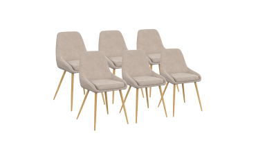 Chaises Olivia velours taupe pieds effet bois - lot de 6