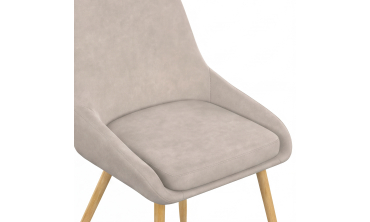 Chaises Olivia velours taupe pieds effet bois - lot de 6