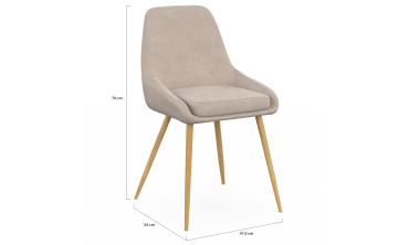 Chaises Olivia velours taupe pieds effet bois - lot de 6