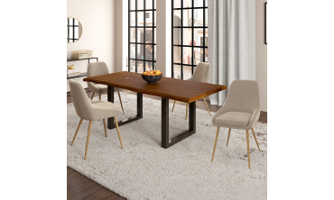 Chaises Olivia velours taupe pieds effet bois - lot de 4