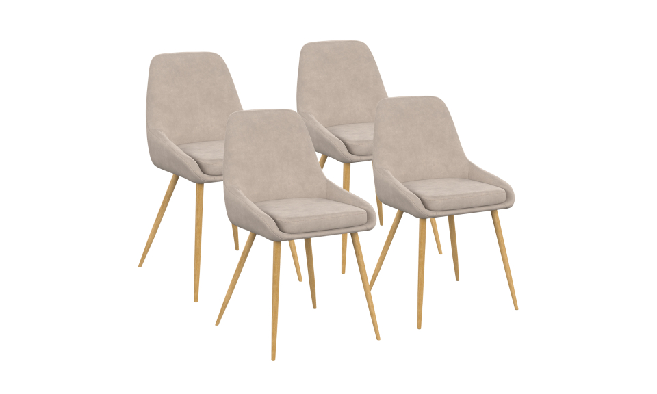 Chaises Olivia velours taupe pieds effet bois - lot de 4