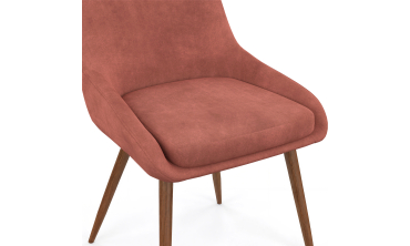 Chaises Olivia velours terracotta pieds effet noyer - lot de 4