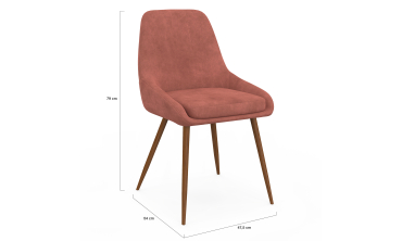 Chaises Olivia velours terracotta pieds effet noyer - lot de 4