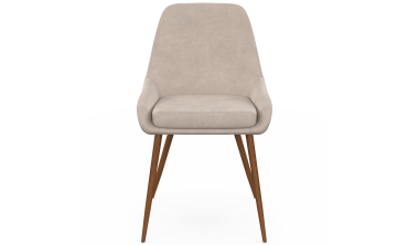 Chaises Olivia velours taupe pieds effet noyer - lot de 6