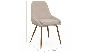 Chaises Olivia velours taupe pieds effet noyer - lot de 6