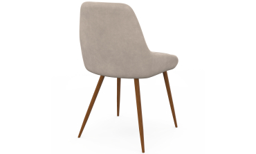 Chaises Olivia velours taupe pieds effet noyer - lot de 6