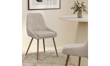 Chaises Olivia velours taupe pieds effet noyer - lot de 4