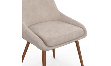 Chaises Olivia velours taupe pieds effet noyer - lot de 4