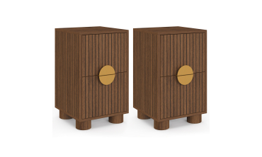 Tables de chevet Arva lattes effet noyer - lot de 2