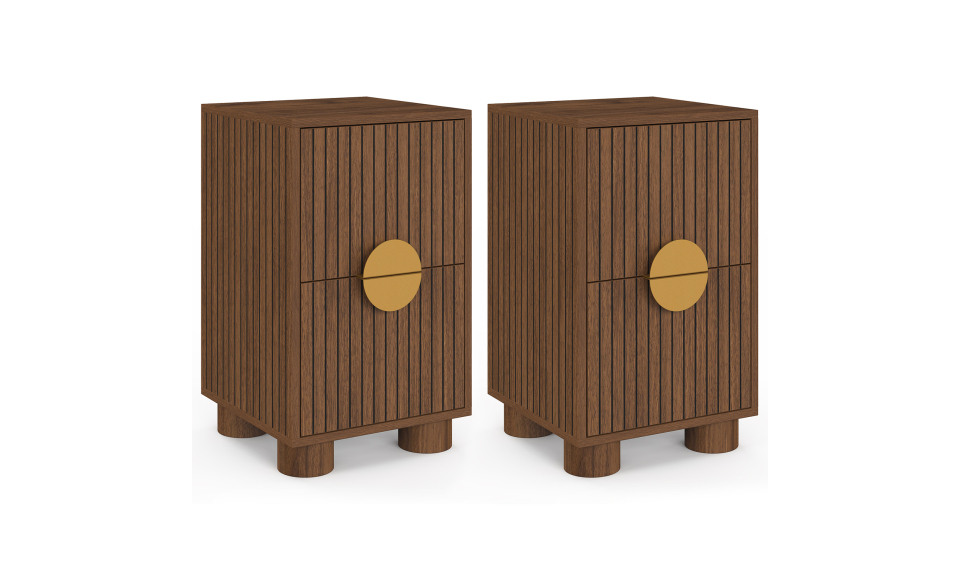 Tables de chevet Arva lattes effet noyer - lot de 2