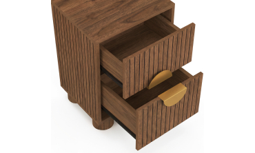 Tables de chevet Arva lattes effet noyer - lot de 2