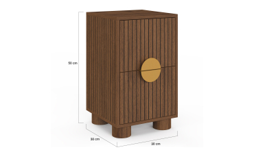 Tables de chevet Arva lattes effet noyer - lot de 2