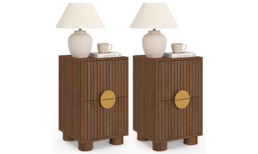 Tables de chevet Arva lattes effet noyer - lot de 2