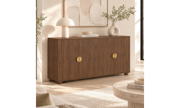 Buffet Arva 4 portes lattes effet noyer 160cm