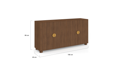 Buffet Arva 4 portes lattes effet noyer 160cm