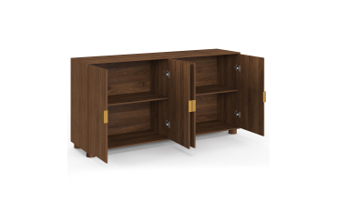 Buffet Arva 4 portes lattes effet noyer 160cm